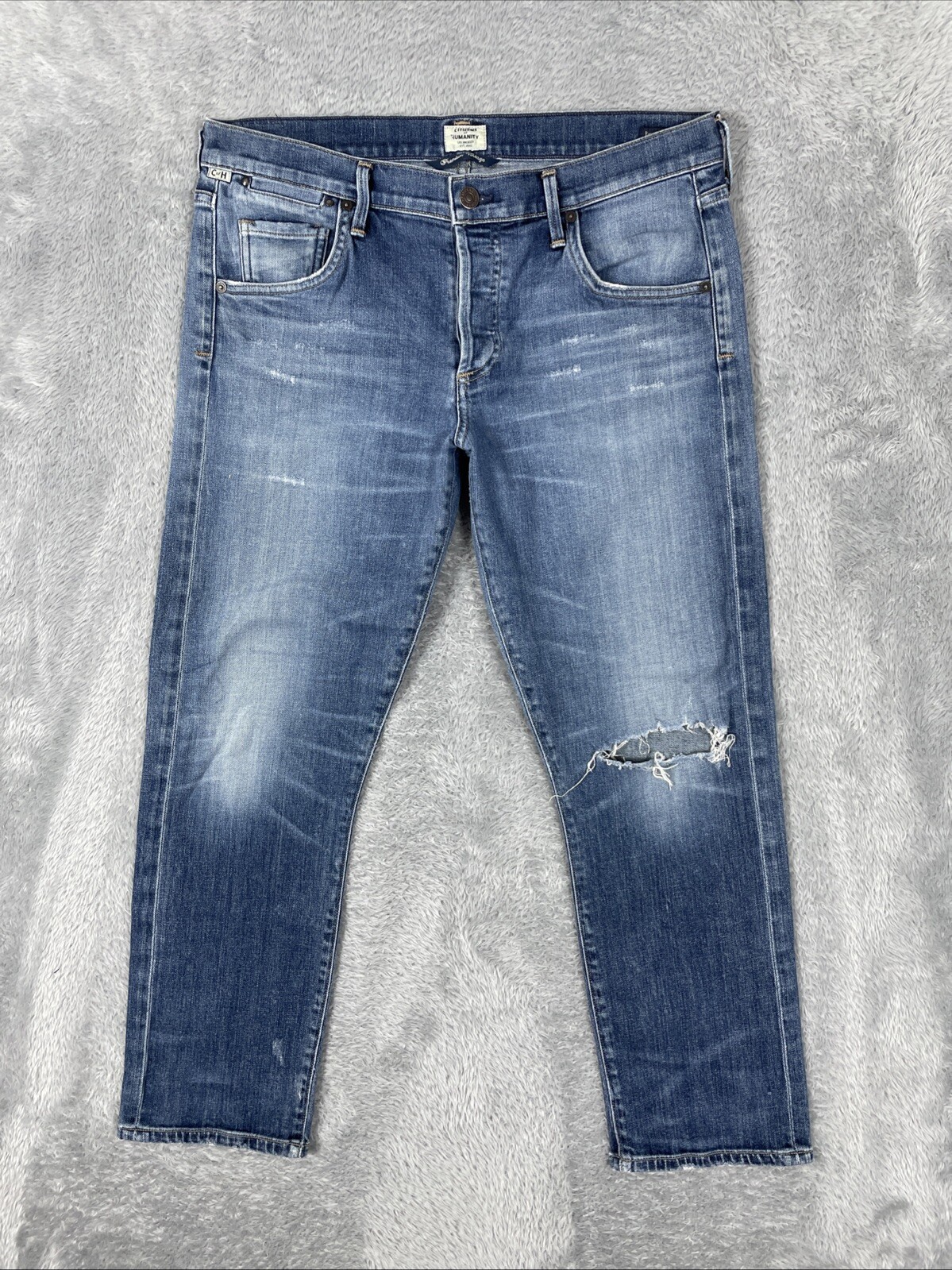 Citizens Of Humanity Women’s 29 Blue Emerson Slim Boyfriend Distressed Jeans