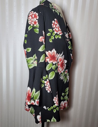 Cárdigan Slinky Brand Mujer Talla M Negro Rosa Floral Top Un Botón Manga Campana - Imagen 4 de 8