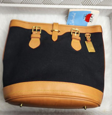 Vintage Dooney and Bourke Cabrio Bucket Bag Canvas Leather Black MADE IN USA