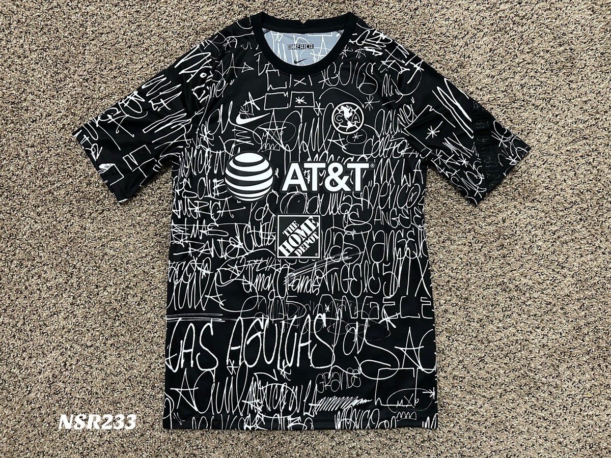 NIKE CLUB AMERICA 2021 BLACK WHITE LA GRAFFITI SOCCER JERSEY