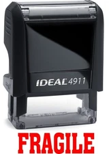 FRAGILE stamp text on the IDEAL 4911 Self-inking Rubber Stamp with RED INK