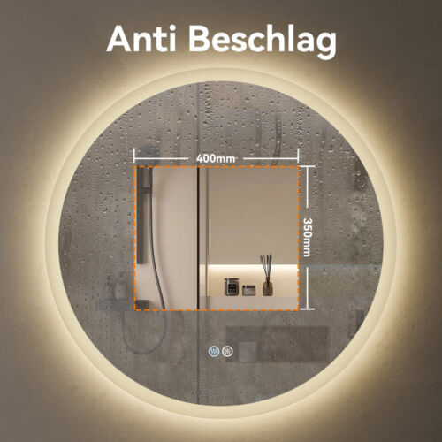 80 cm Badezimmer Spiegel mit Beleuchtung Rund LED Spiegel IP44 Energiesparend - Bild 3 von 6