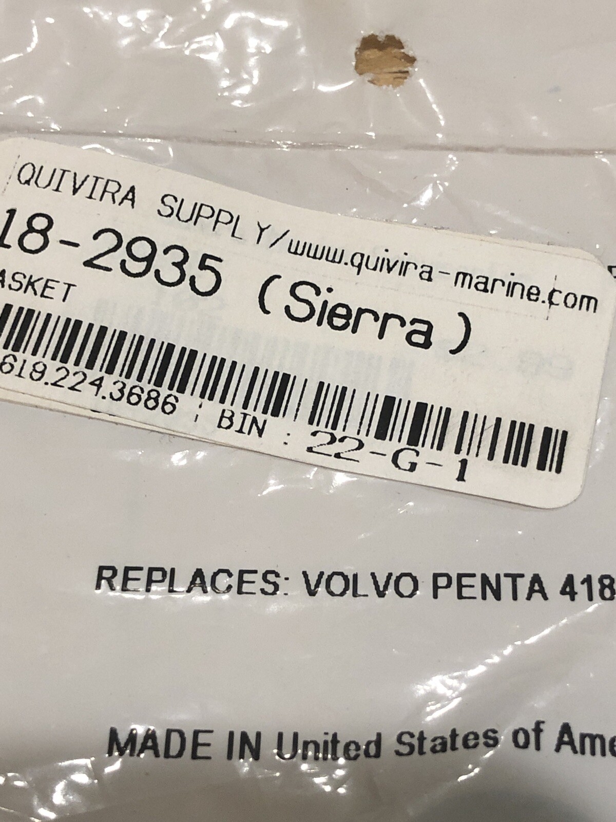 Sierra Rubber Seal Gasket @2 18-2935 Replaces Volvo Penta 418411 | eBay