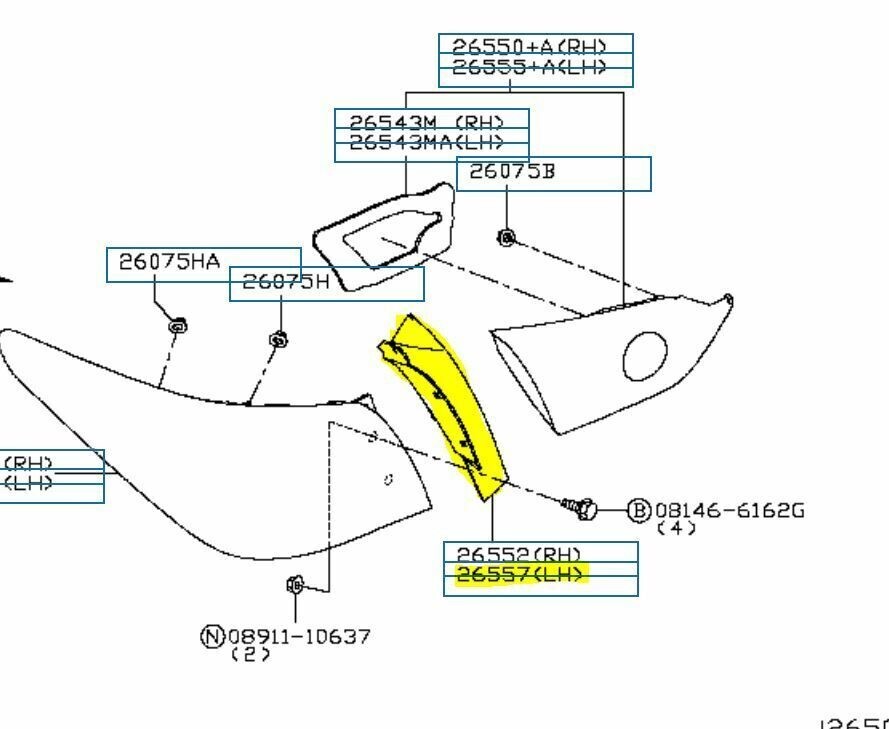 Genuine Nissan 26557-4Hb0A Rim-Rear Combination Lamp LH