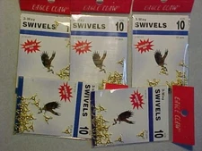 100 NEW EAGLE CLAW  GOLD  3 Way Swivels Size 10 fishing crossline