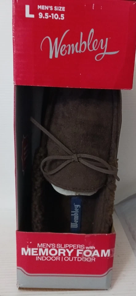 Zapatillas de hombre Wembley espuma viscoelástica marrón talla L 9,5-10,5 mocasines zapatillas zapatos Foto 2 de 3