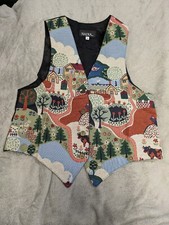 Vintage Nadia Embroidered COUNTRY HOME Tapestry Women's MED Grandmacore Vest NEW