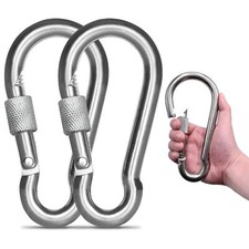 2 Pack Screw Locking Carabiner - 7.00 inch Heavy Duty Carabiner Clips 304 Sta...