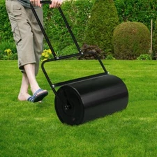 43 in Lawn Roller Cylindrical Garden Yard Roller Filled with Water Steel Black