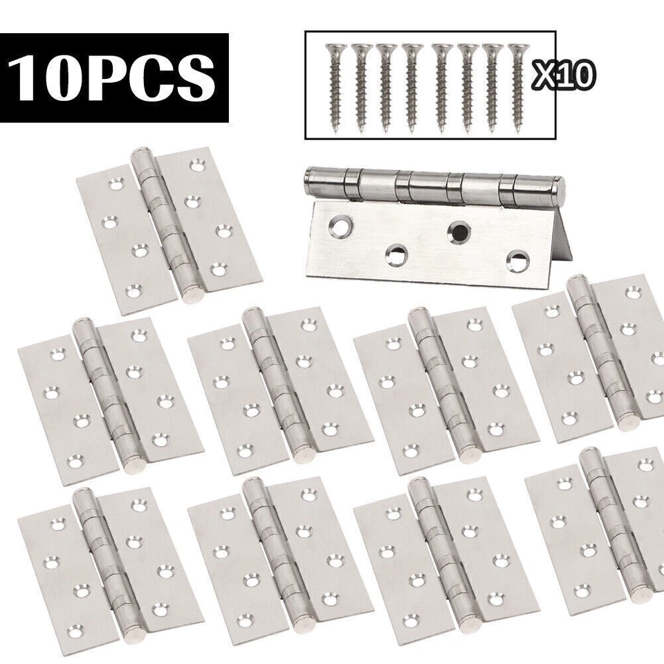 10X STAINLESS STEEL Door Hinges Butt Hinges 304 grade 100*75mm HEAVY DUTY - image 4 of 4