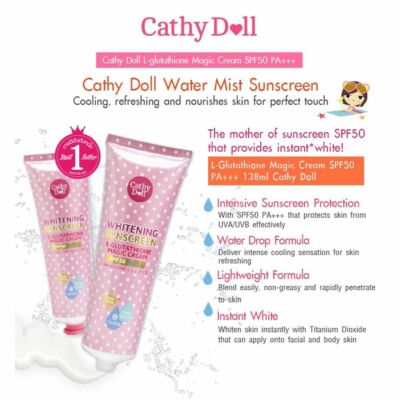 cathy doll karmart l glutathione magic cream whitening pore tightening SUNSCREEN L-GLUTATHIONE CREAM SPF50 +++ It protects the skin with its ultra Cathy Doll BB L-Glutathione Magic