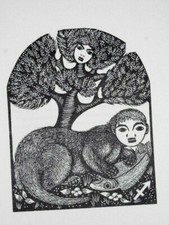 SAGITTARIUS, THE CENTAUR AS AN ESKIMO OTTER - ZODIAC LETTERPRESS PRINT