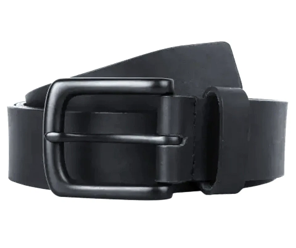 100% Vollrindleder Büffel 4 cm Breit - 4 mm Dick Herren Schwarz Gürtel Schnalle - Bild 3 von 3