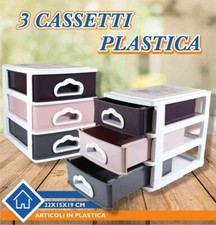 Cassettiera 3 Cassetti Colorata Multiuso Plastica Minuteria Cotone dfh