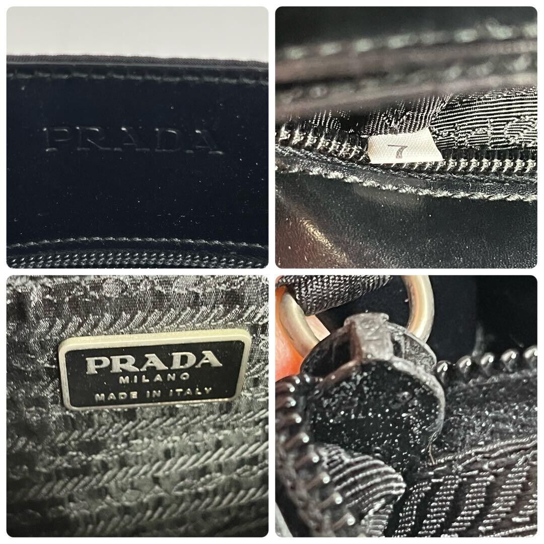 PRADA Women's Metal Top Handle Bag Handbag Nylon Leather PRADA Women's Metal Top Handle Bag Handbag Nylon Leather
