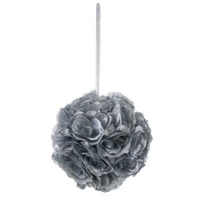 Mega Crafts - 10" Artificial Flower Pomander Kissing Ball - Silver, 1PC