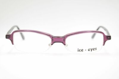 Vintage Ice-Eyes Mod.45 110A 45[]18 140 Lila/Schwarz halbrand Brille NOS