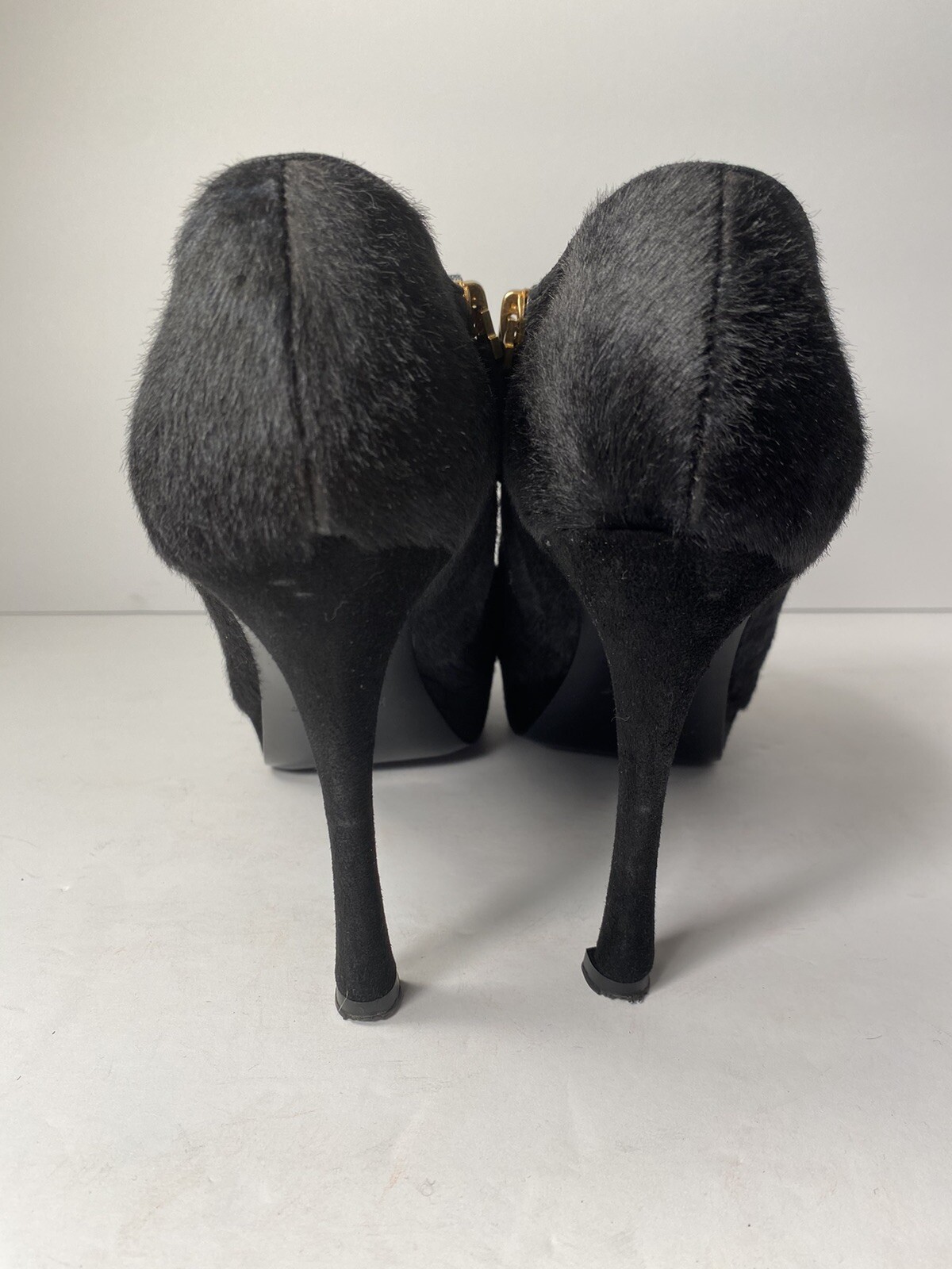 Stivaletti YSL Yves Saint Laurent Tribtoo Ponyhair tacco nero 37 6 5 $995