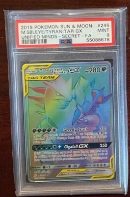 2019 Pokemon Unified Minds Secret Mega Sableye & Tyranitar GX #245 PSA 9