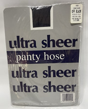 New Ultra Sheer Pantyhose Queen Size Off Black Fits 100-160 lbs Style 101