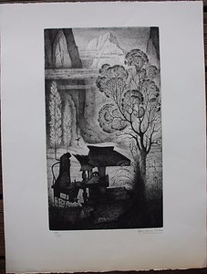 Gravure eau-forte etching signée numér. Le Maître de forge Jean-Marie ESTEBE *