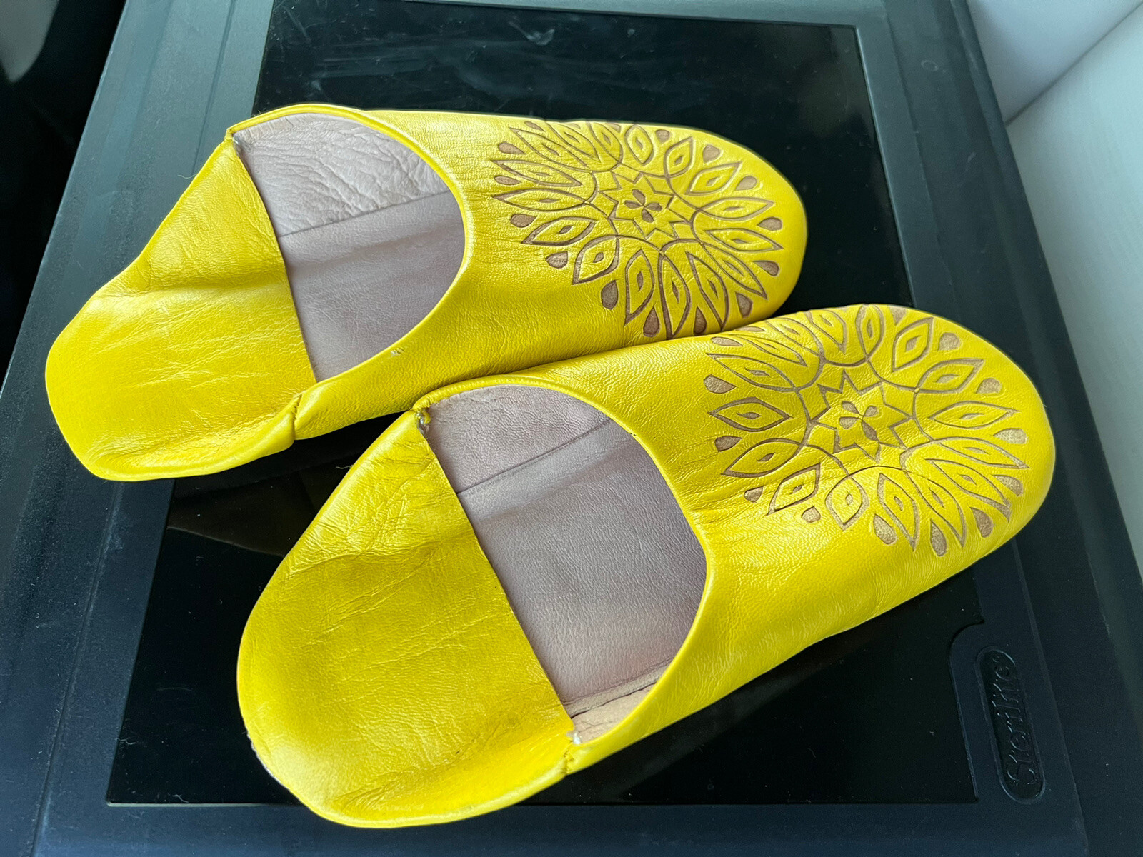 PANTOFOLA D’ORO Ciabatte donna vera pelle naturale giallo tg 5 6