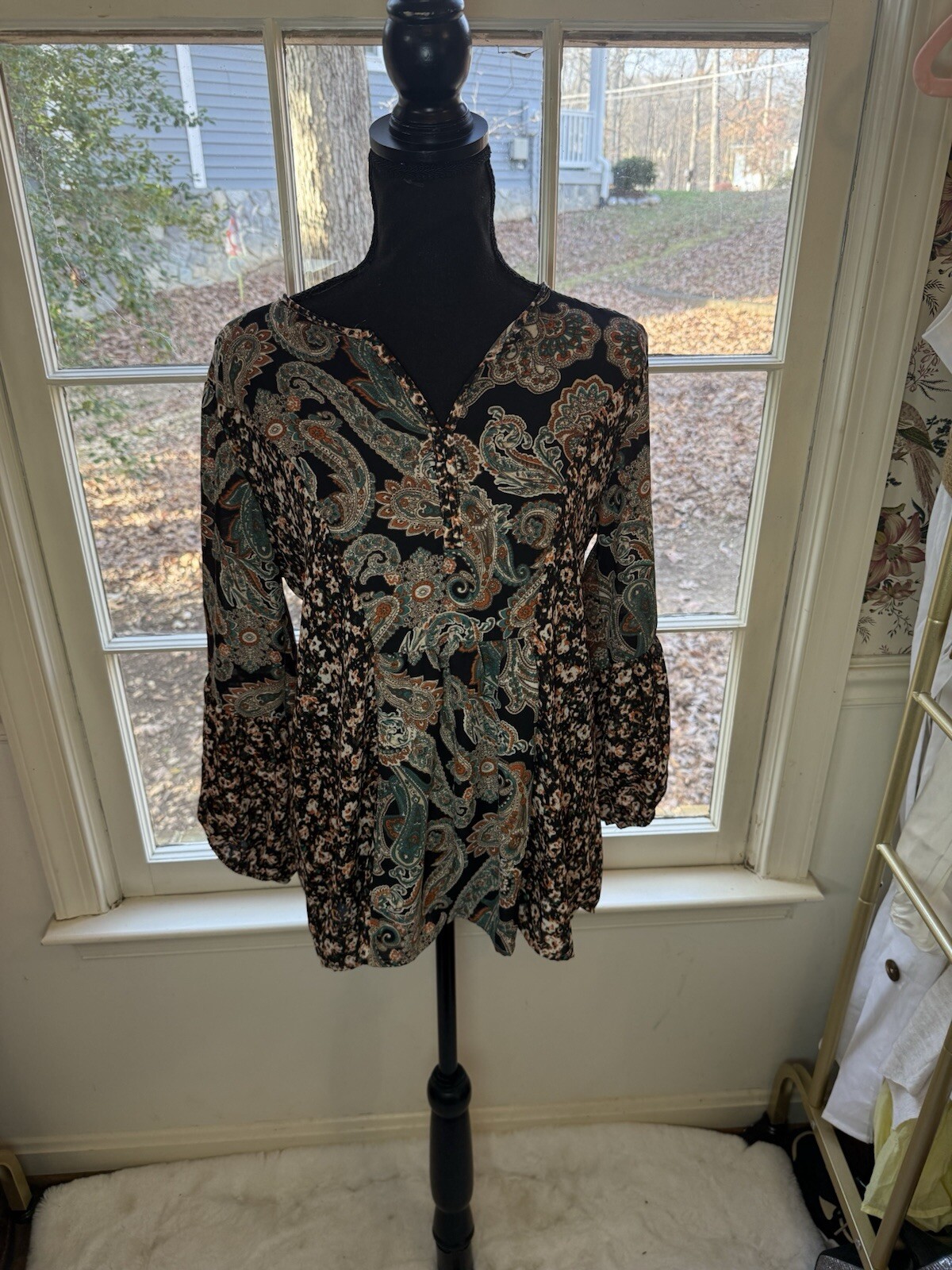 Notation boho multicolored blouse with v-neck and… - image 1