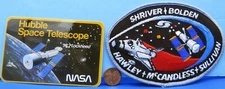 NASA PATCH & STICKER Pair vtg HUBBLE Space Telescope STS-31 / Shuttle Lockheed