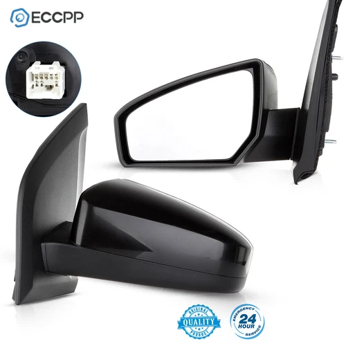 Pair Side View Power Mirrors For 07-12  Nissan Sentra Black Left Right