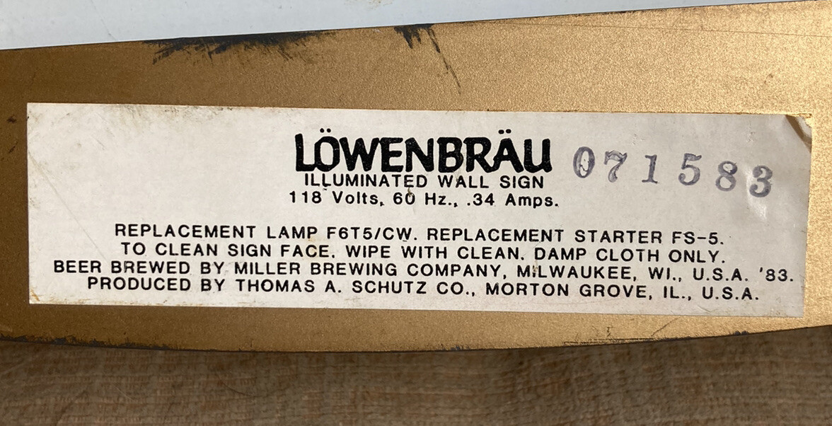 Vintage Lowenbrau Special & Dark Special Beer Light Up Bar/Beer