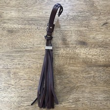 Faux Leather Long Brown Tassel Keychain Key Fob Bag Charm Hang Tag Loop Gold