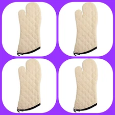 ❤Best Price Lot 4x (2 Pair)❤ San Jamar Temperature Protection Oven Mitt 17" L❤
