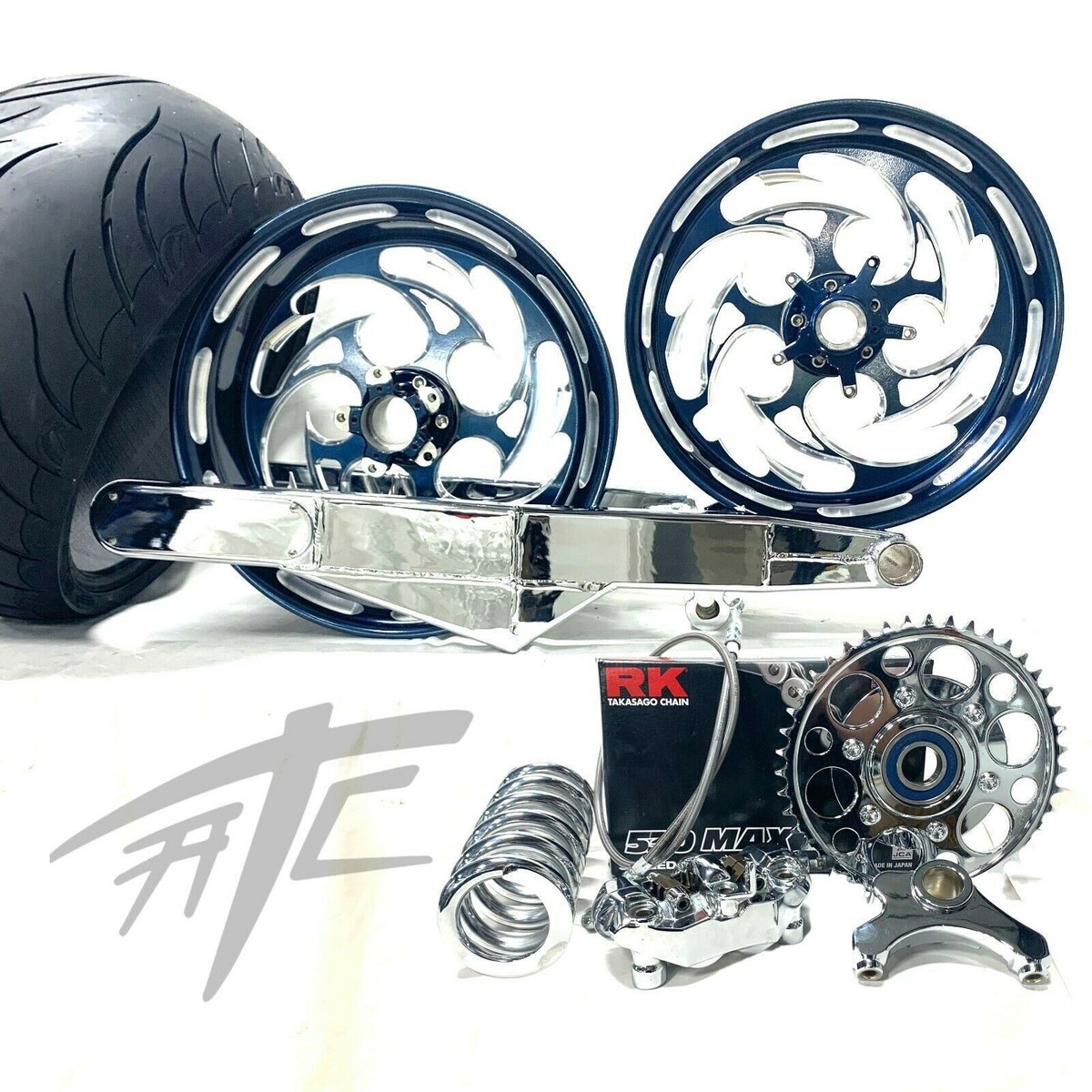 240 FAT TIRE KIT MISTY MIDNIGHT SHREDDER CHROME ARM 06-11 KAWASAKI