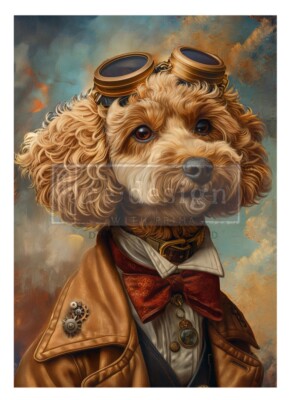 Prima ReDesign SPROCKET SNIFFER STEAMPUNK DOG A1 Fiber Decoupage Paper 23 x33 