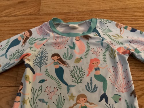 Millie Loves Lily Girl 5 LS Raglan Sleeve Mermaid Print Rash Guard Top - Picture 6 of 10