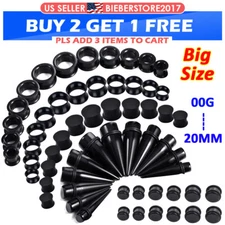24PCS Ear Stretching Kit- 00G-20mm Big Gauges Silicone Tunnel Acrylic Taper Plug