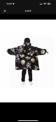 Boys Girls Star Wars Yoda Oversized Blanket Hoodie Fleece (4-10 Standard Size) - Picture 3 of 4