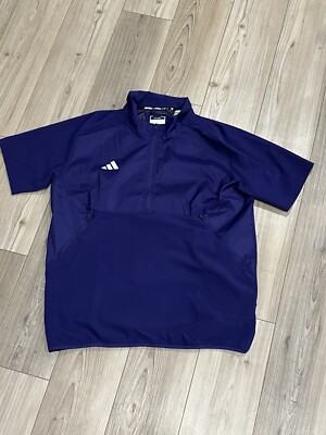 Adidas Sideline Jacket Mens Large Baseball Pullover 1/4 Zip Windbreaker Purple