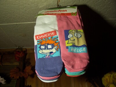 NICKELODEON WOMENS LOW CUT SOCKS 10 PAIRS SIZE 4-10 VARIOUS DESIGNS NOVELTY NEW