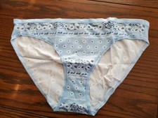 NWT VICTORIA'S SECRET COTTON ELASTANE BIKINI PANTIES 313818 D9G LT BLUE L