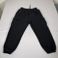 Pro Club Pants Mens XL Black Cargo Sweatpants Heavy Weight Fleece Jogger Gym