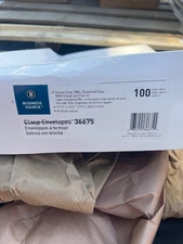 100 business source clasp envelopes 36675 11 1/2” x14 1/2” gummed seal with clas