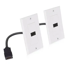Cable Matters 2-Pack 1-Port HDMI Wall Plate in White (4K UHD, ARC