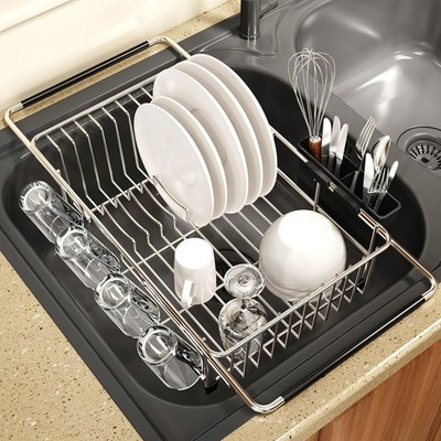 Dish Drying Rack Over The Sink with Adjustable Utensil Holder | Expandable