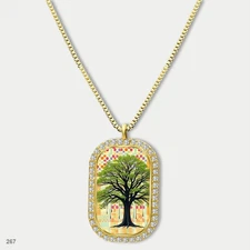 Gorgeous Colorful Tree of Life Pendant Necklace Chain Image Dog Tag Chain Gift D