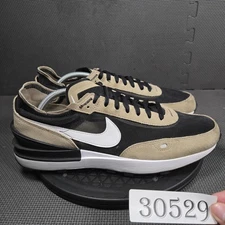 Nike Waffle One Shoes Mens Size 12 Black Tan White Running Mesh Suede DA7995-002