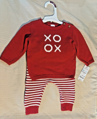 Carter s Red XOXO Set With Striped Bottoms - 6M