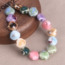20pcs Enameled Glazed 12x10mm Scallop Shape Handmade Ceramic Porcelain Beads Lot