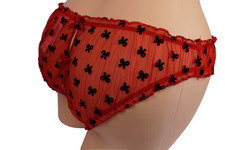 .VTG VICTORIA'S SECRET MESH KEY HOLE RUFFLE BOWS CHEEKINI PANTY L