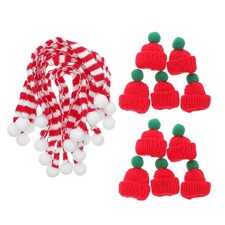 20 Pcs Mini Christmas Knitted Hats And Scarves For DIY Doll Crafts